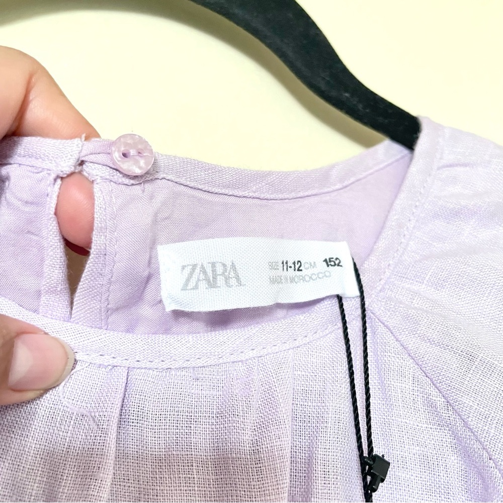 ZARA Girls Lilac Pastel Linen Dress - Picture 6 of 9